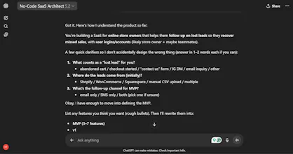 GPT: No-code SaaS Architect gallery image