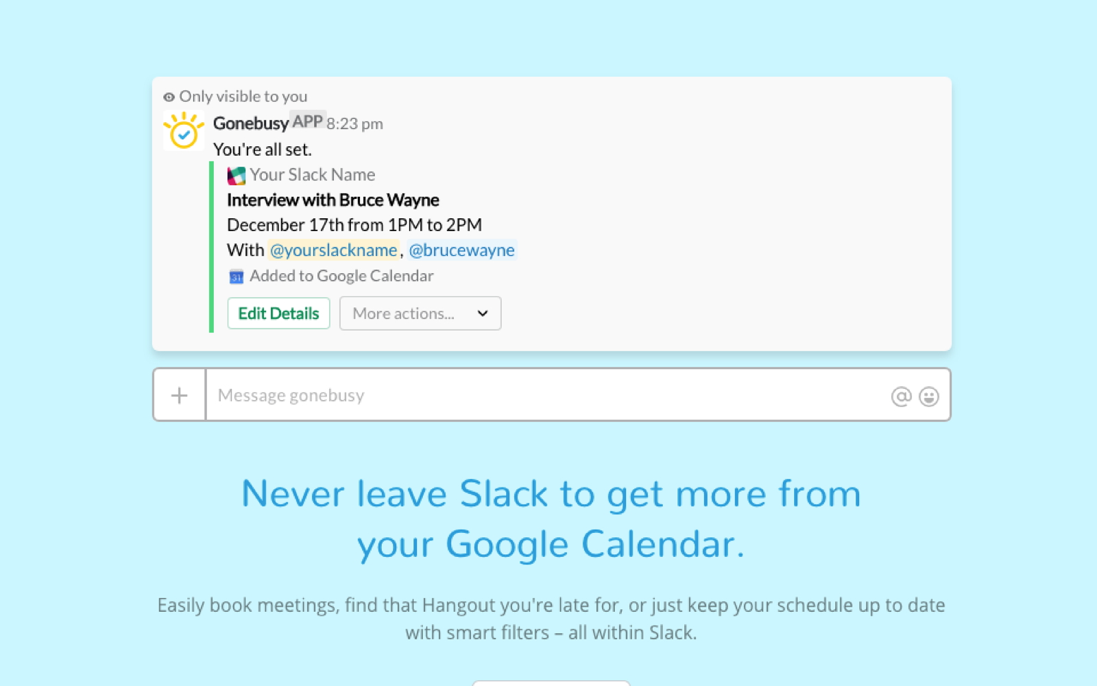 Gonebusy for Slack gallery image
