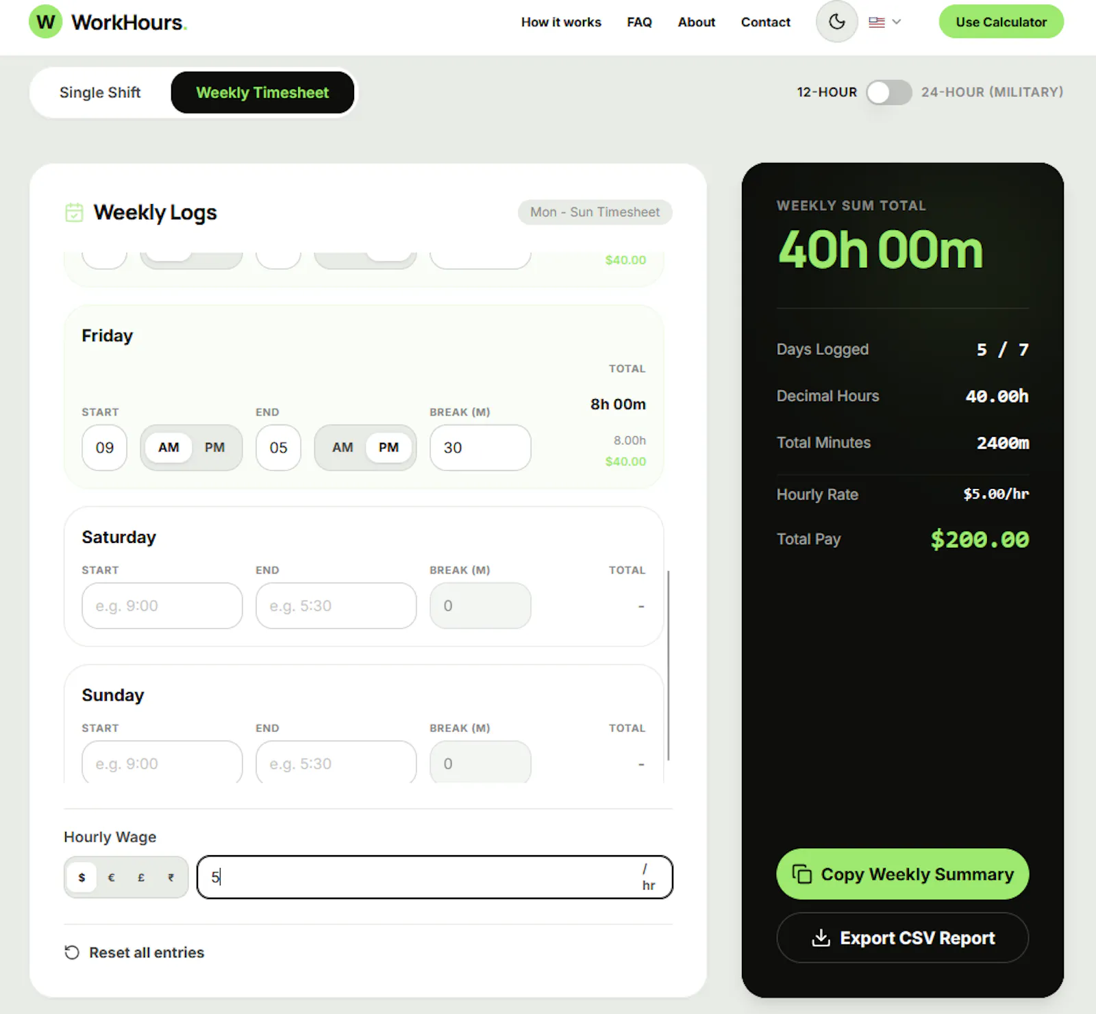 Calculate Work Hours screenshot 2