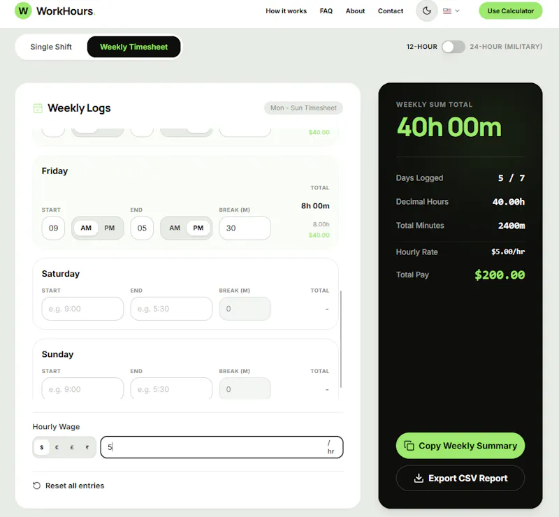 Calculate Work Hours screenshot 2