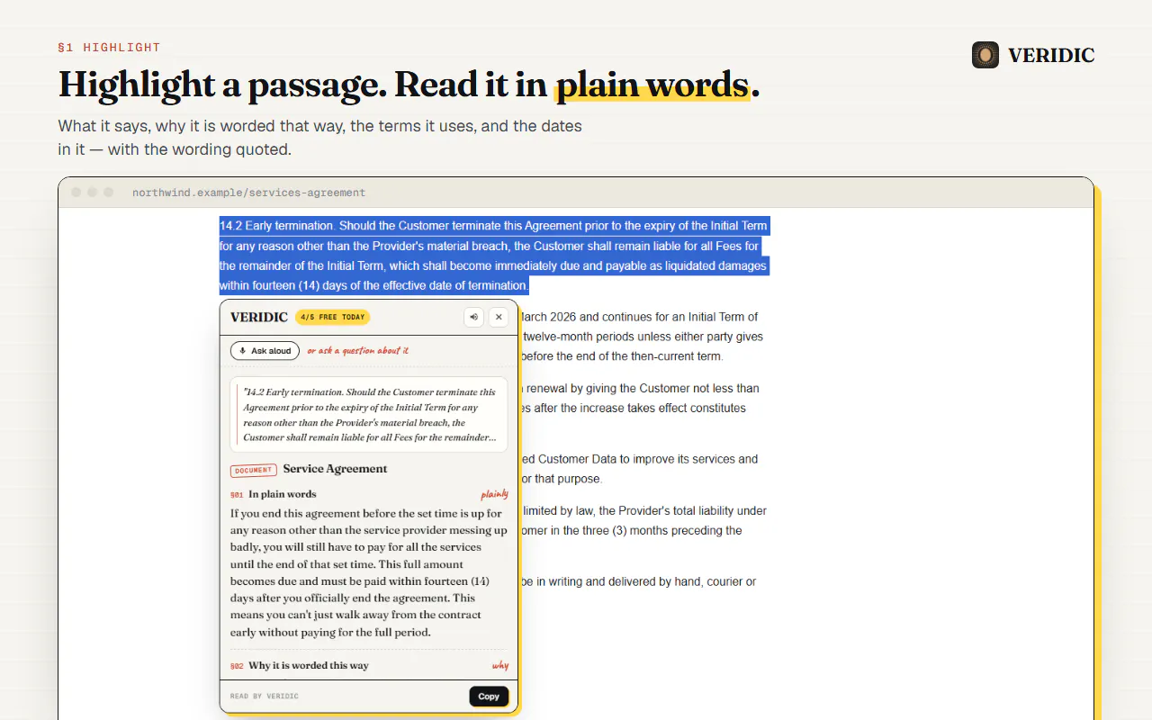 VERIDIC — Jargon in, plain English out gallery image