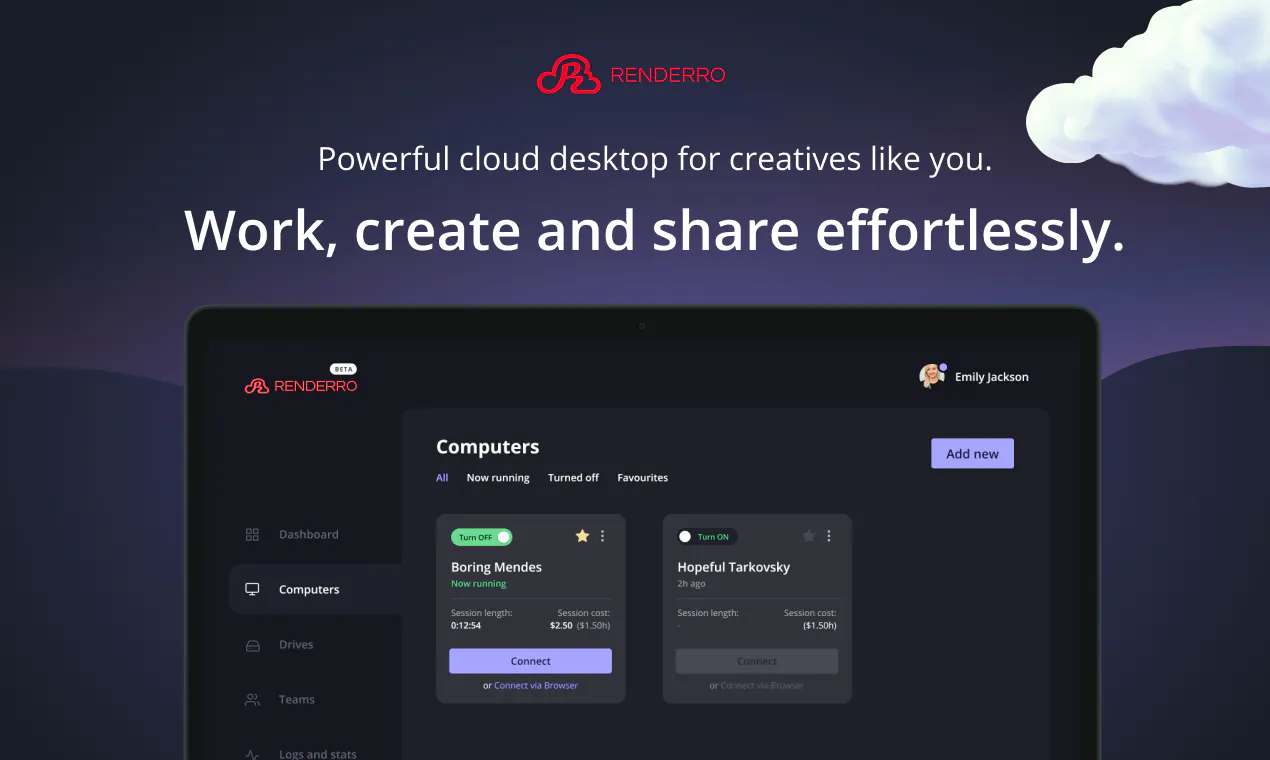 Renderro Renderro: Powerful cloud desktop for creatives like you. | Product Hunt