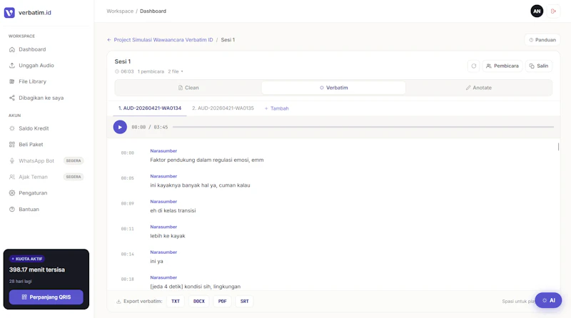 Verbatim ID screenshot 1