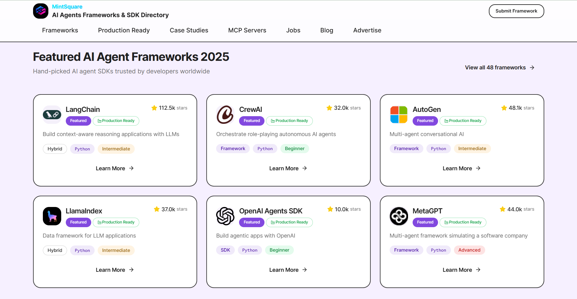 AI Agent Frameworks & SDK Directory gallery image