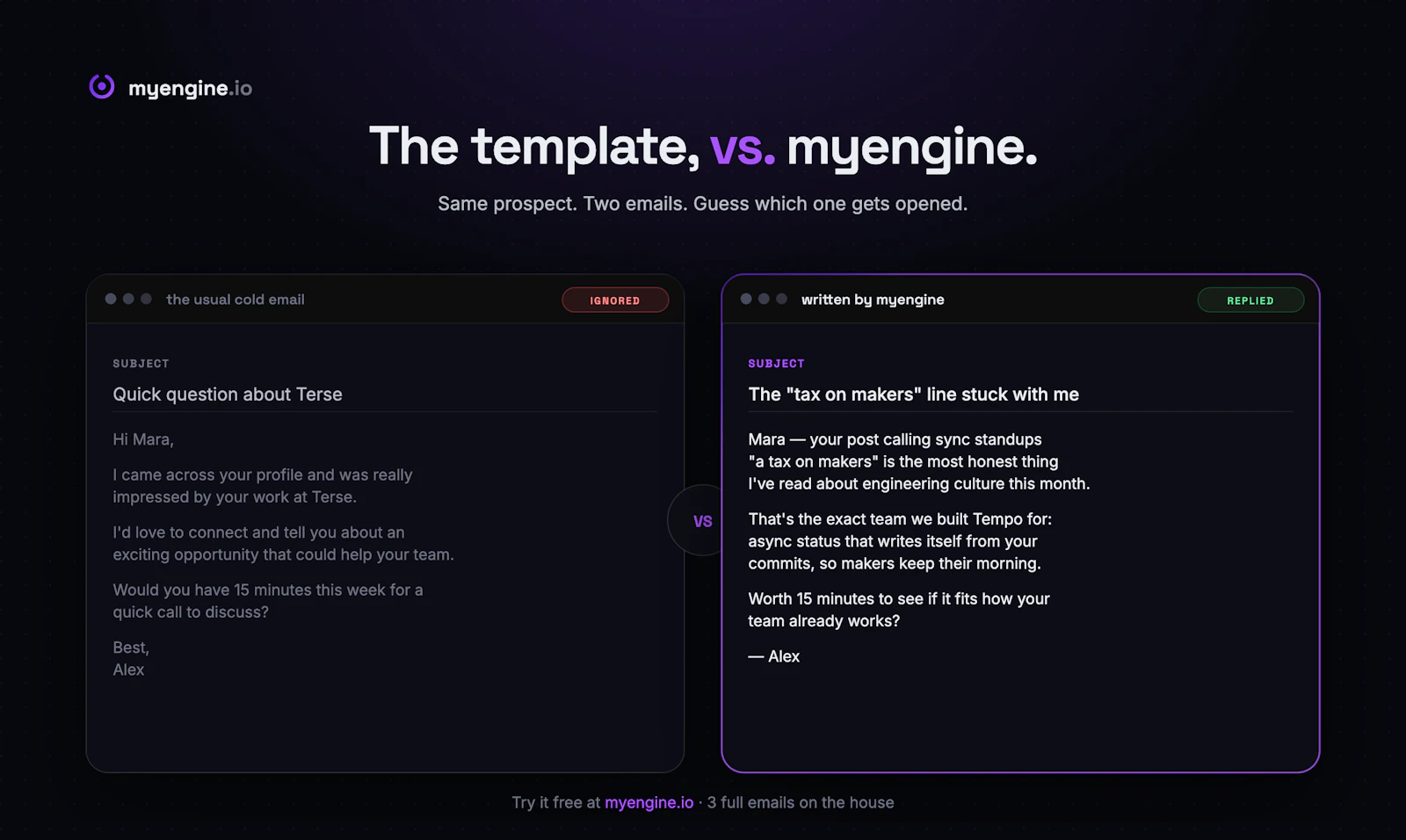 myengine.io — cold emails that get read screenshot 3
