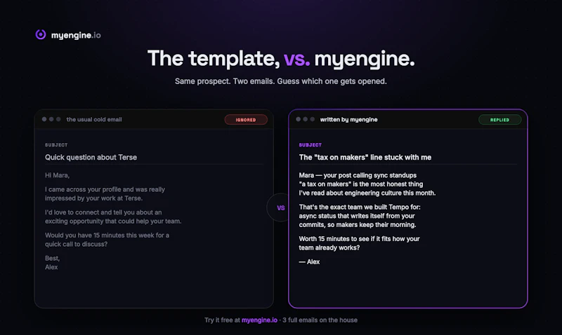 myengine.io — cold emails that get read screenshot 3