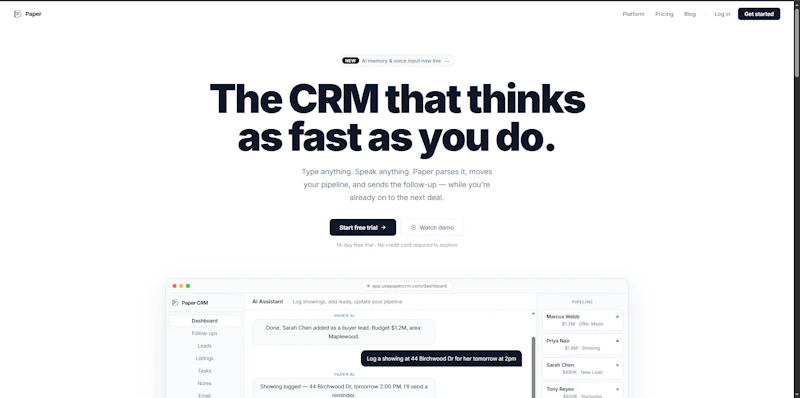 Paper CRM screenshot 2