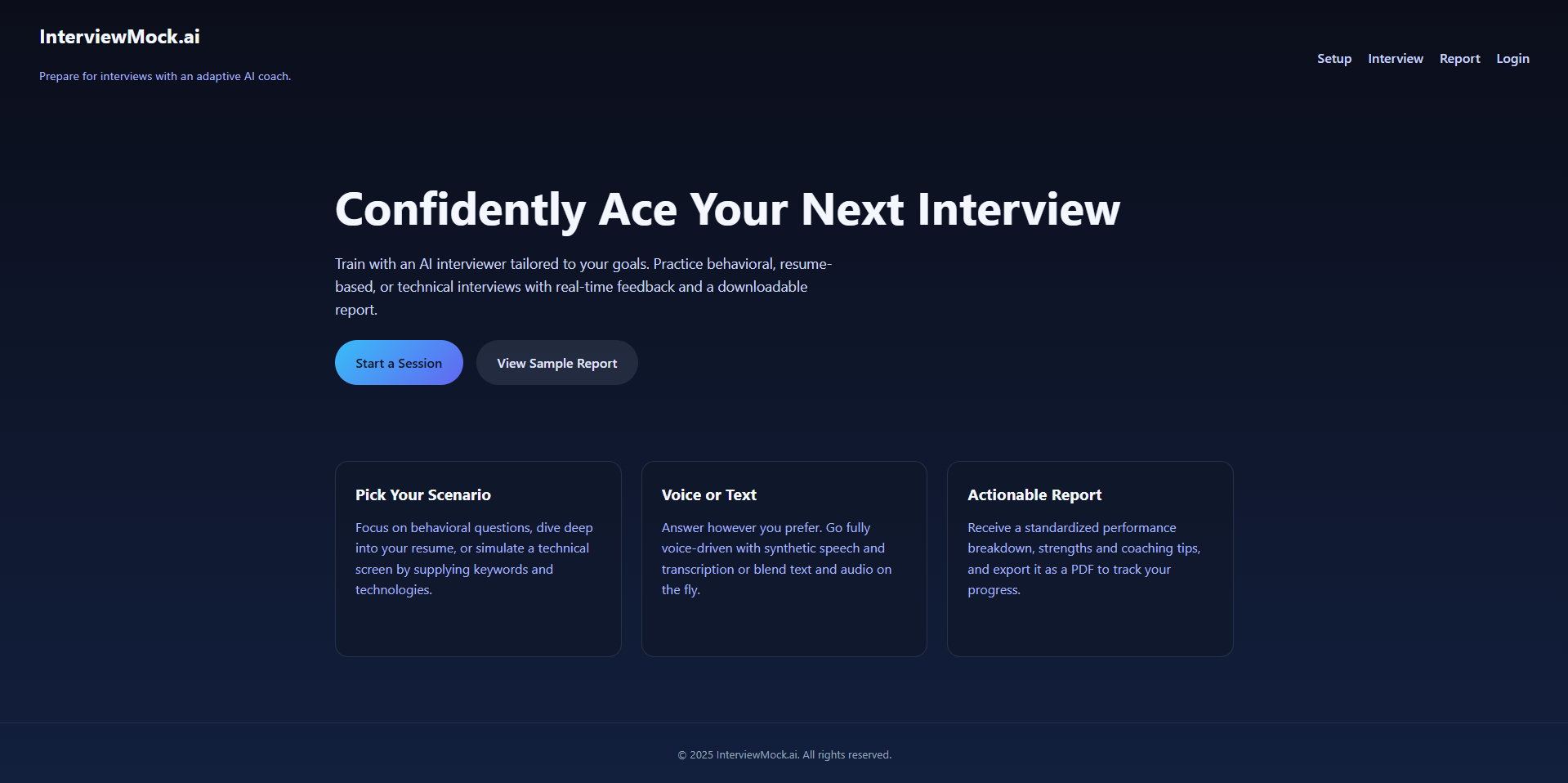InterviewMock.ai - Main screenshot showing features and interface
