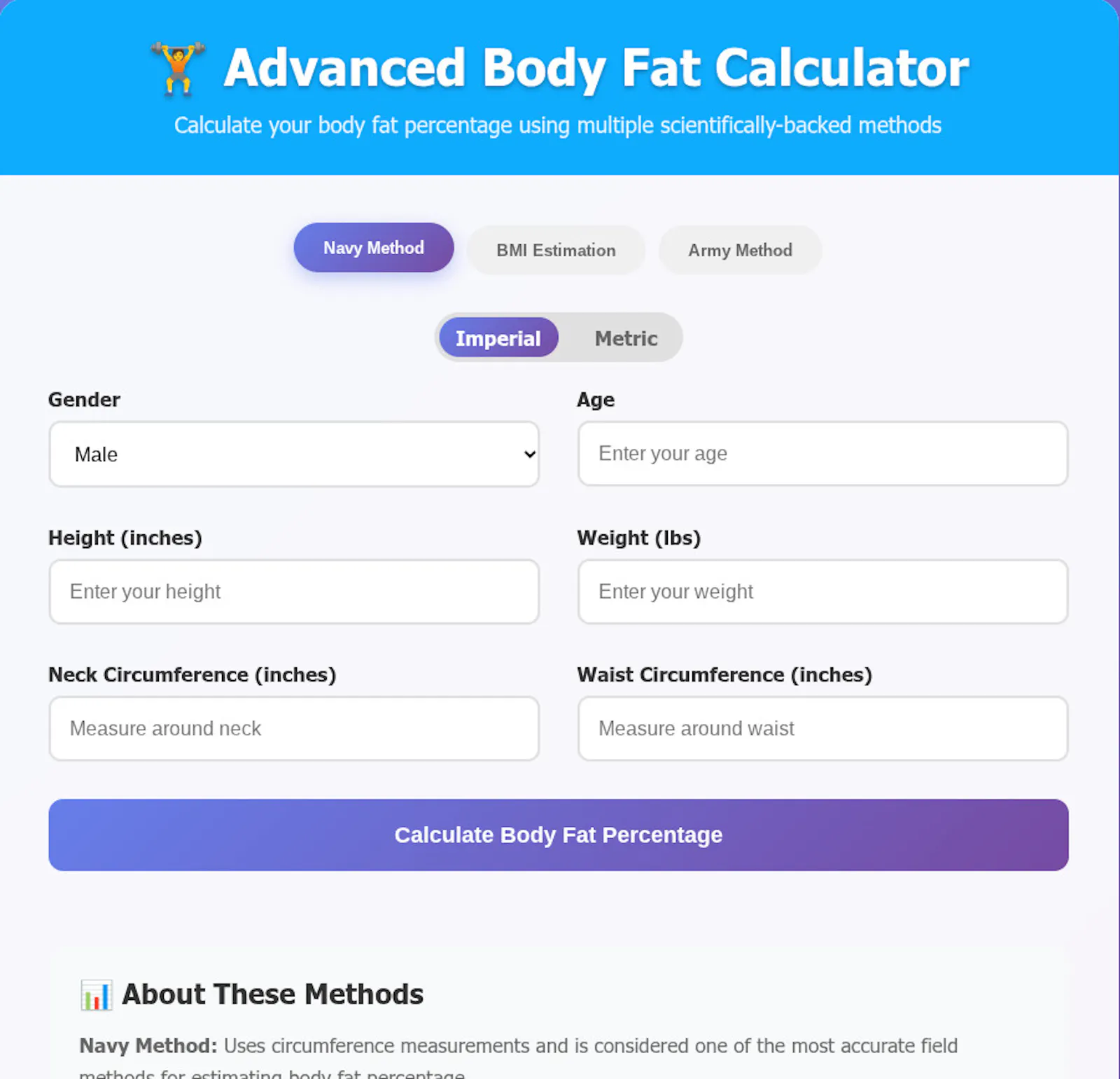 FreeWWW Body Fat Calculator screenshot 1