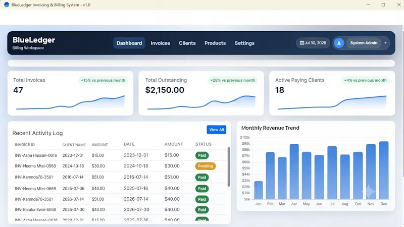 BlueLedger Invoicing System screenshot 1