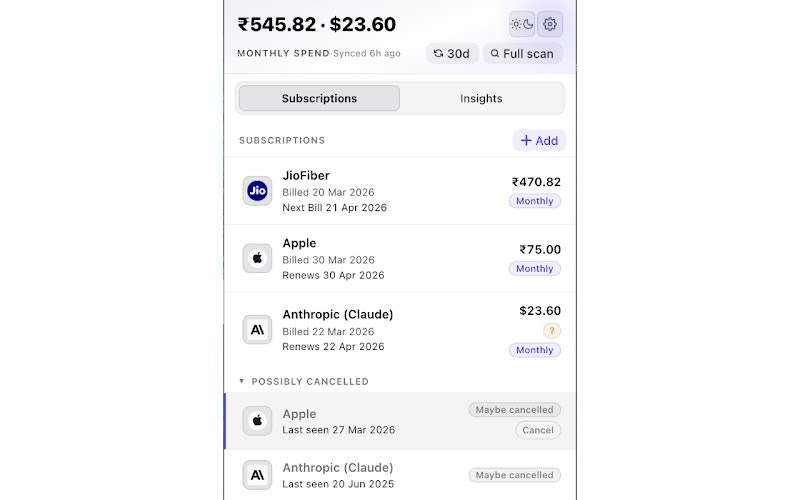 SaaS Subscription Tracker gallery image