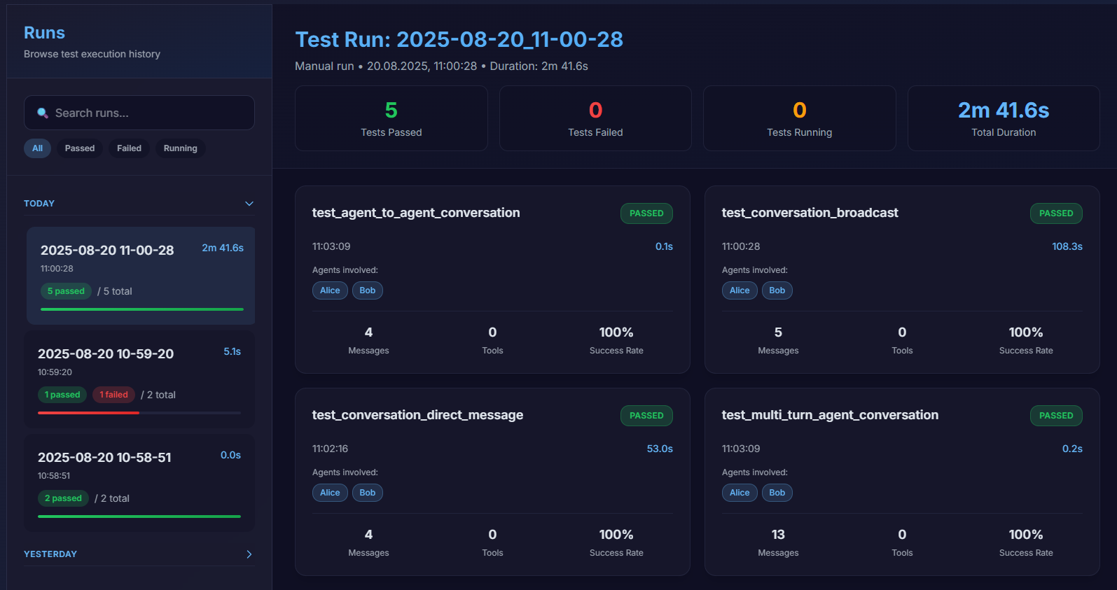 Mídia 2 de MAIA Framework - Painel de interface do usuário para revisar e depurar testes