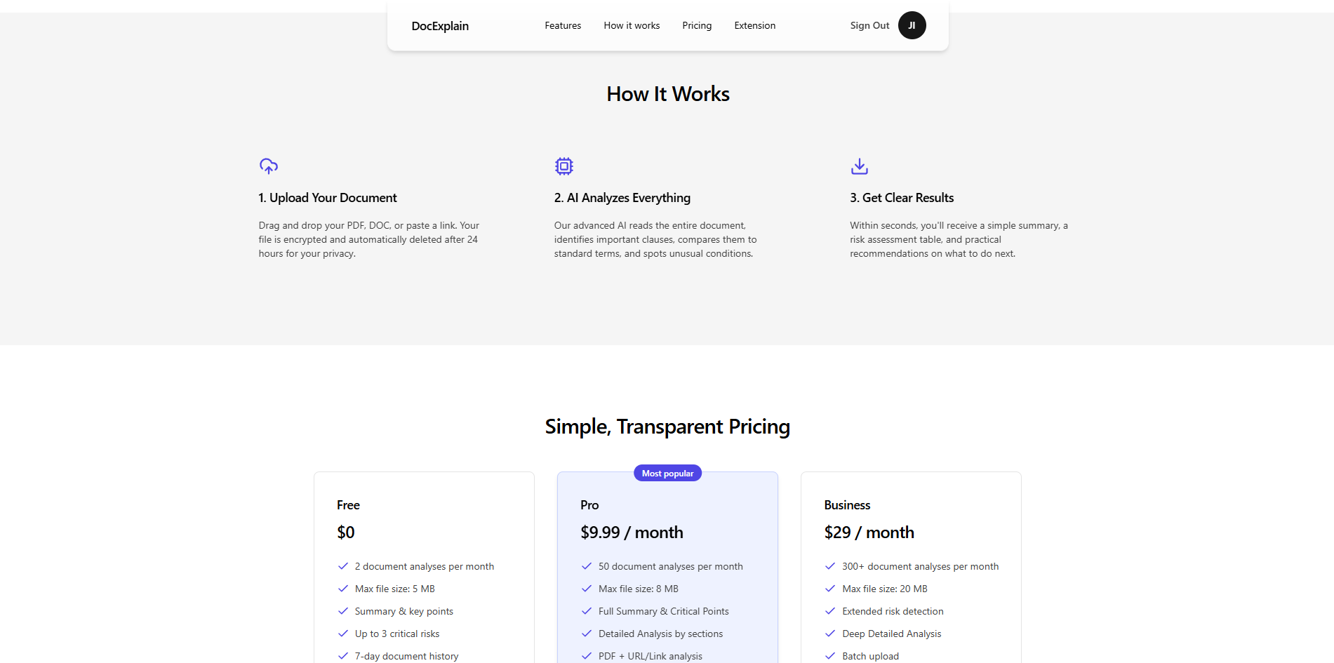 DocExplain - Screenshot 2 showing product features and functionality