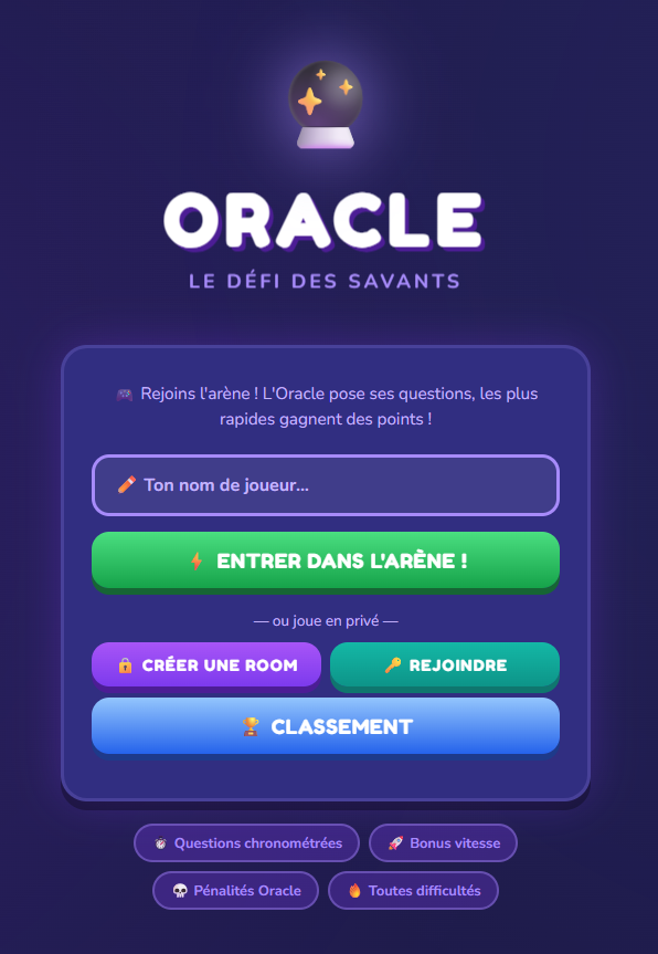 ORACLE - Le Défi des Savants - Main product screenshot demonstrating key features and user interface