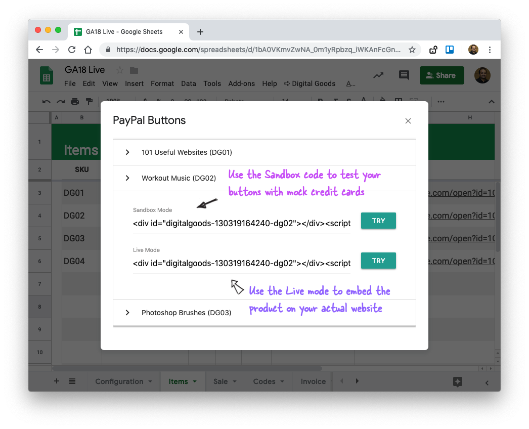 Sell with PayPal and Google Drive gallery image