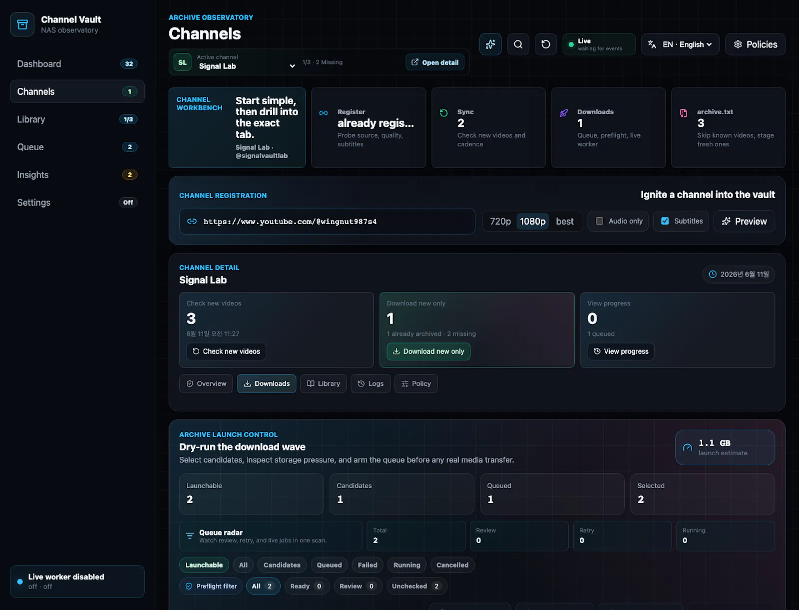 Channel Vault NAS screenshot 2