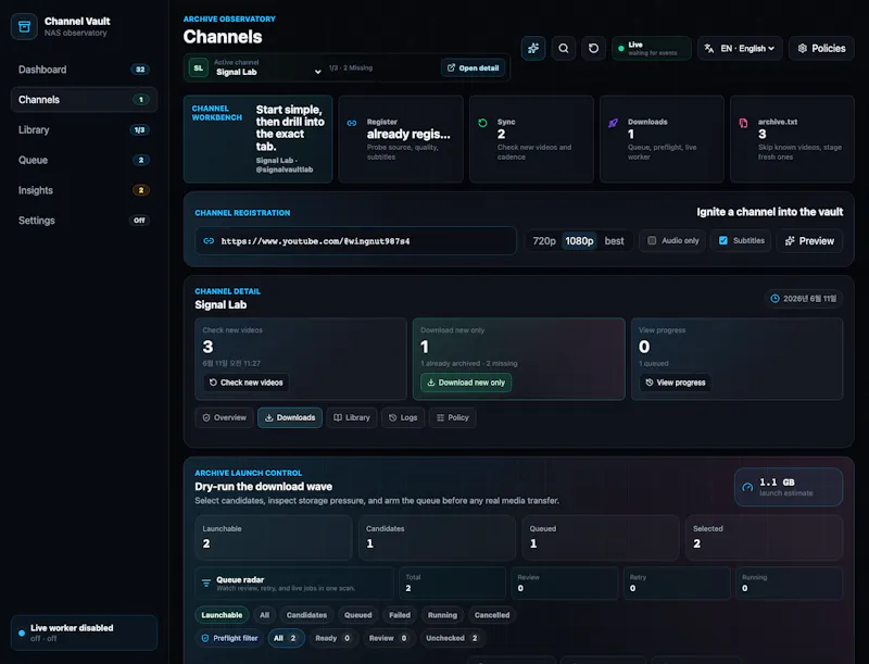 Channel Vault NAS screenshot 2