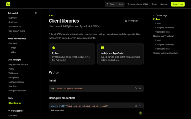 Higgsfield API screenshot 4