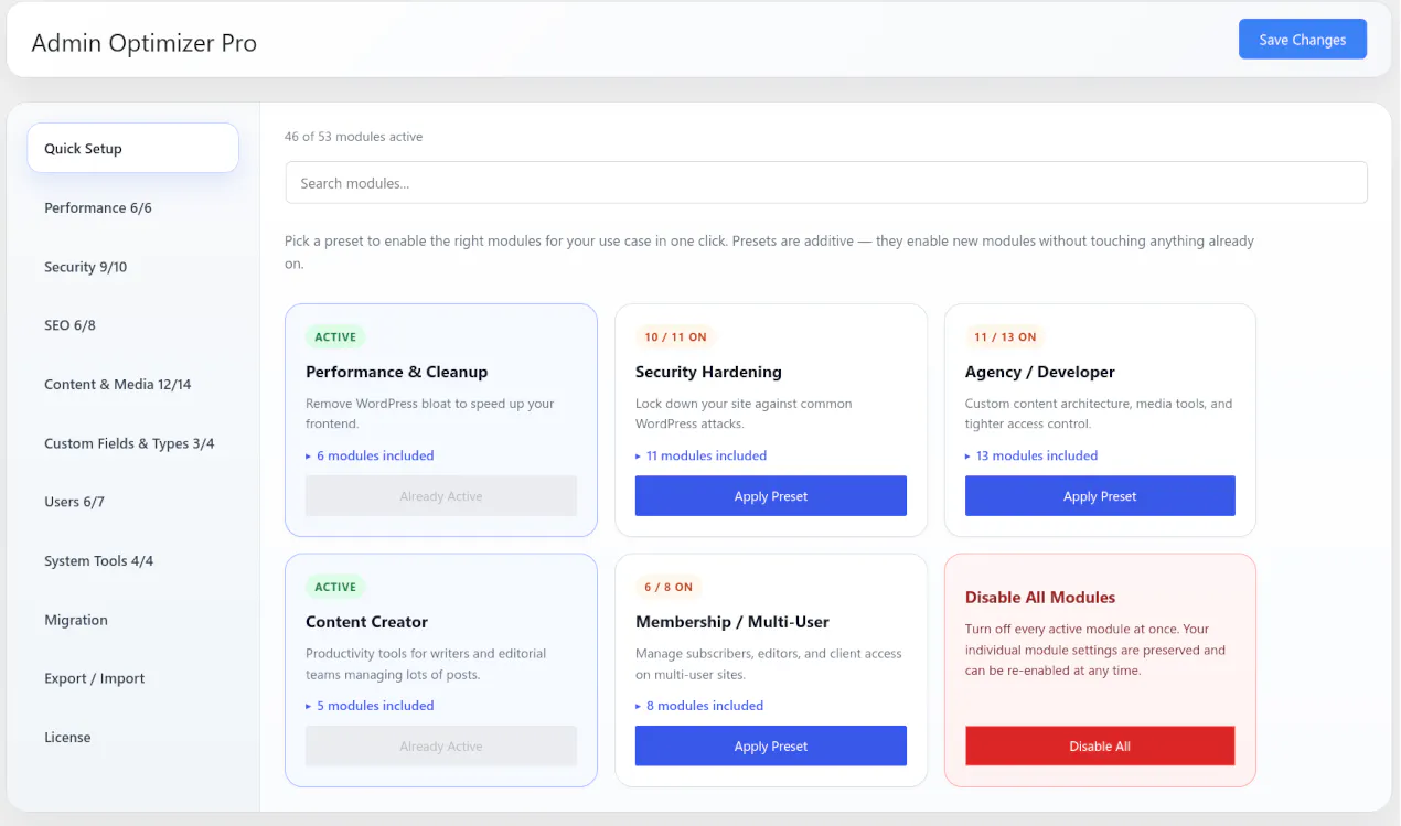 Admin Optimizer gallery image