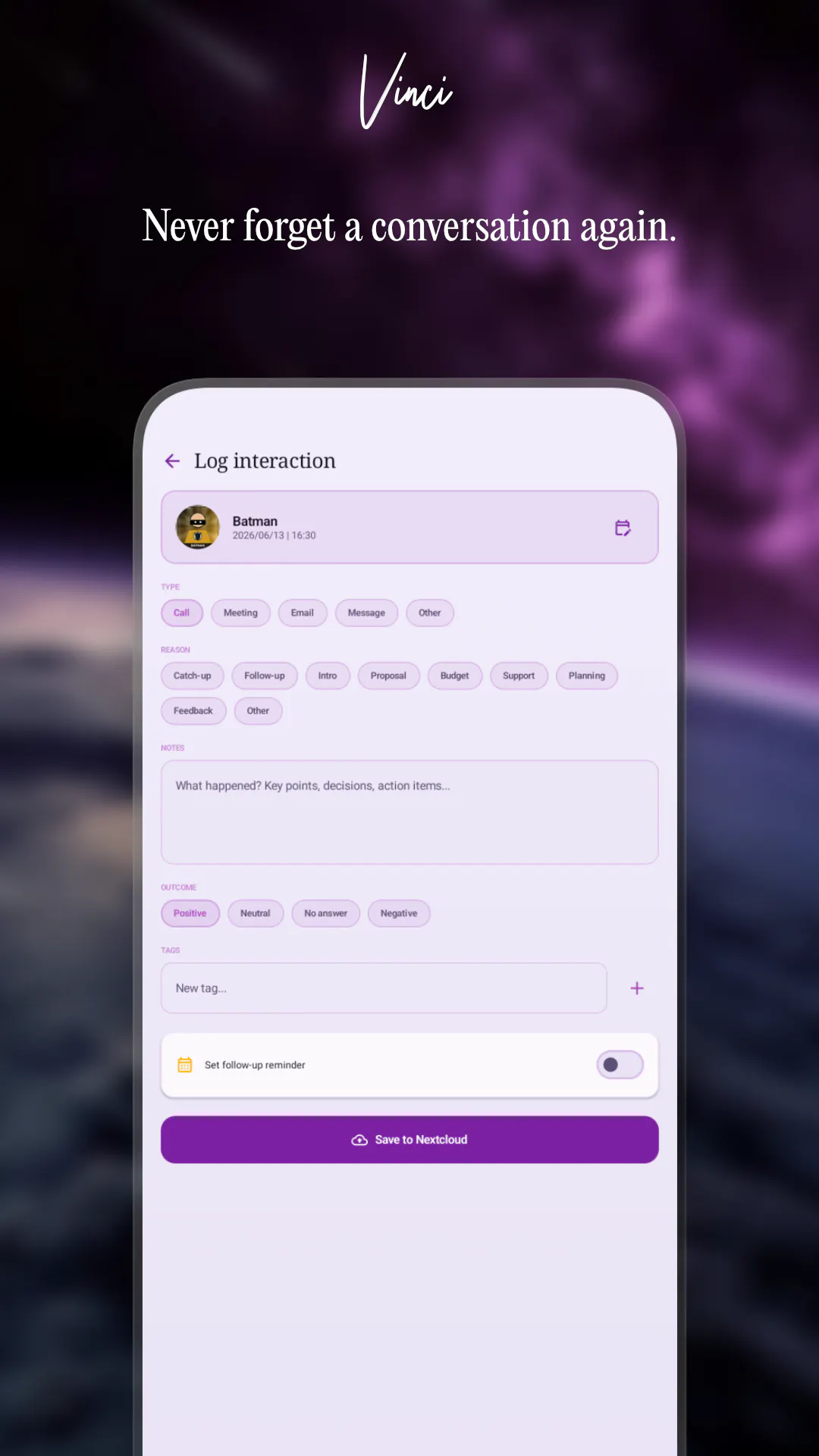 Vinci - A Personal CRM using Nextcloud gallery image