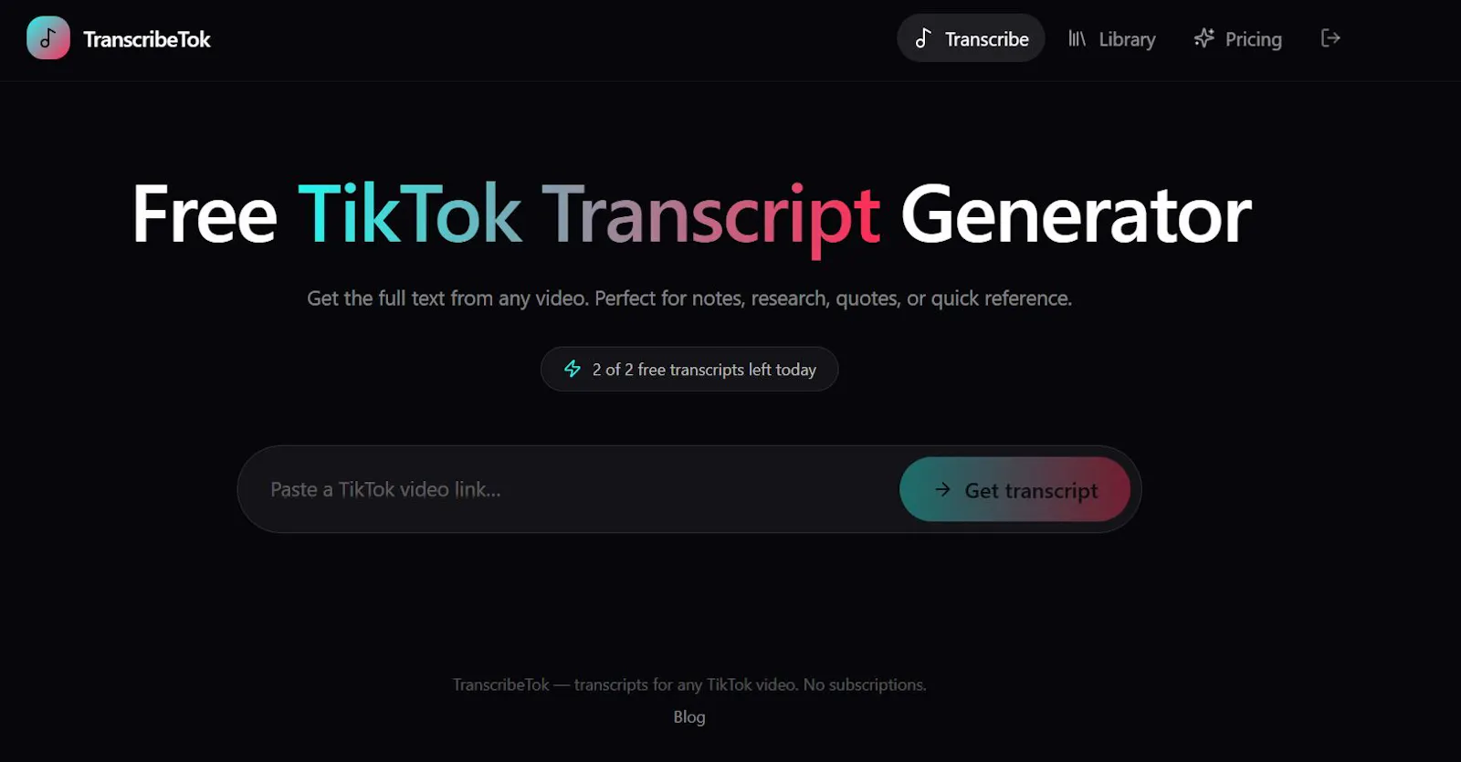 Transcribe Tok screenshot 2