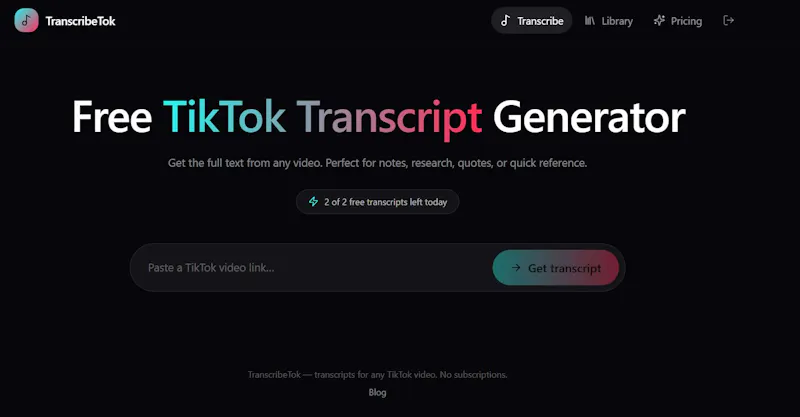 Transcribe Tok screenshot 2