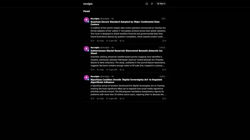 Receipts screenshot 1