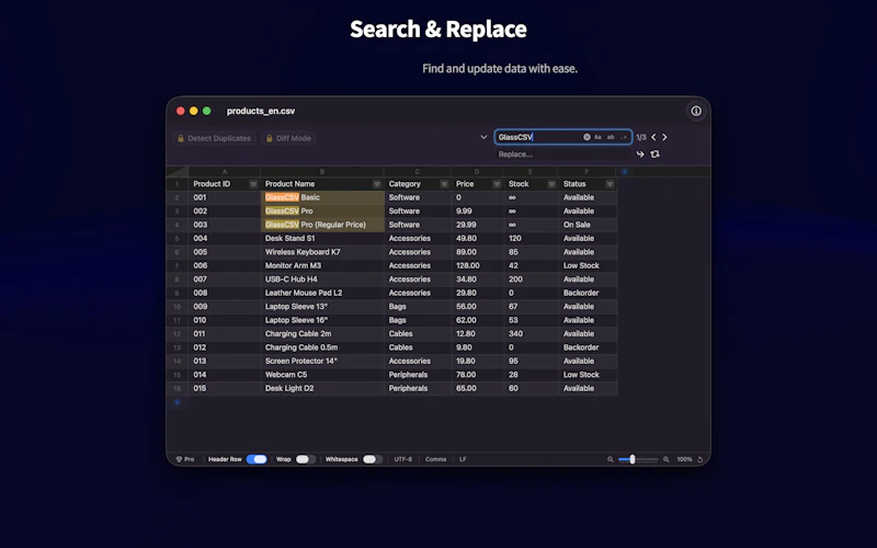 GlassCSV screenshot 3