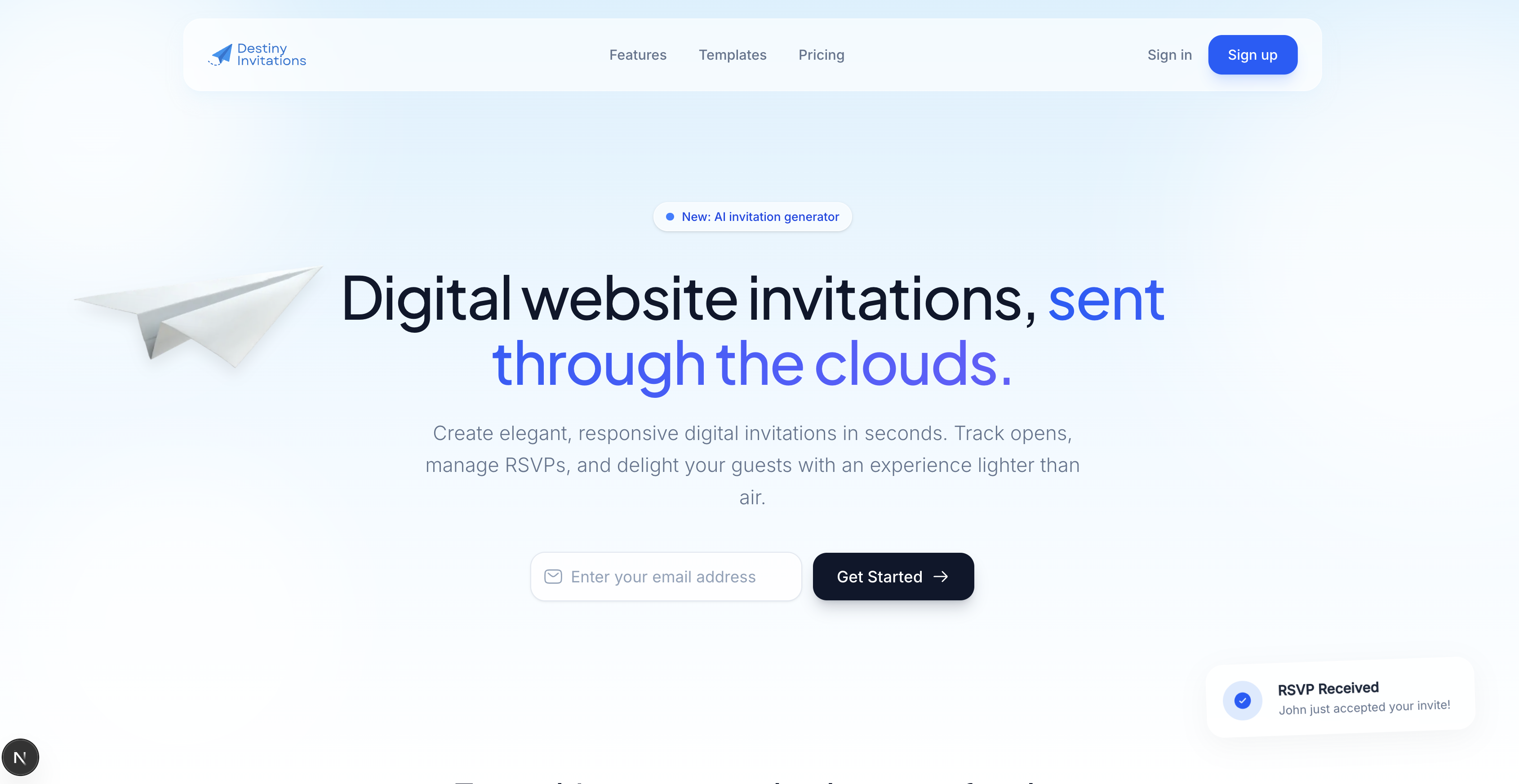 Destiny Invitations - Main product screenshot demonstrating key features and user interface
