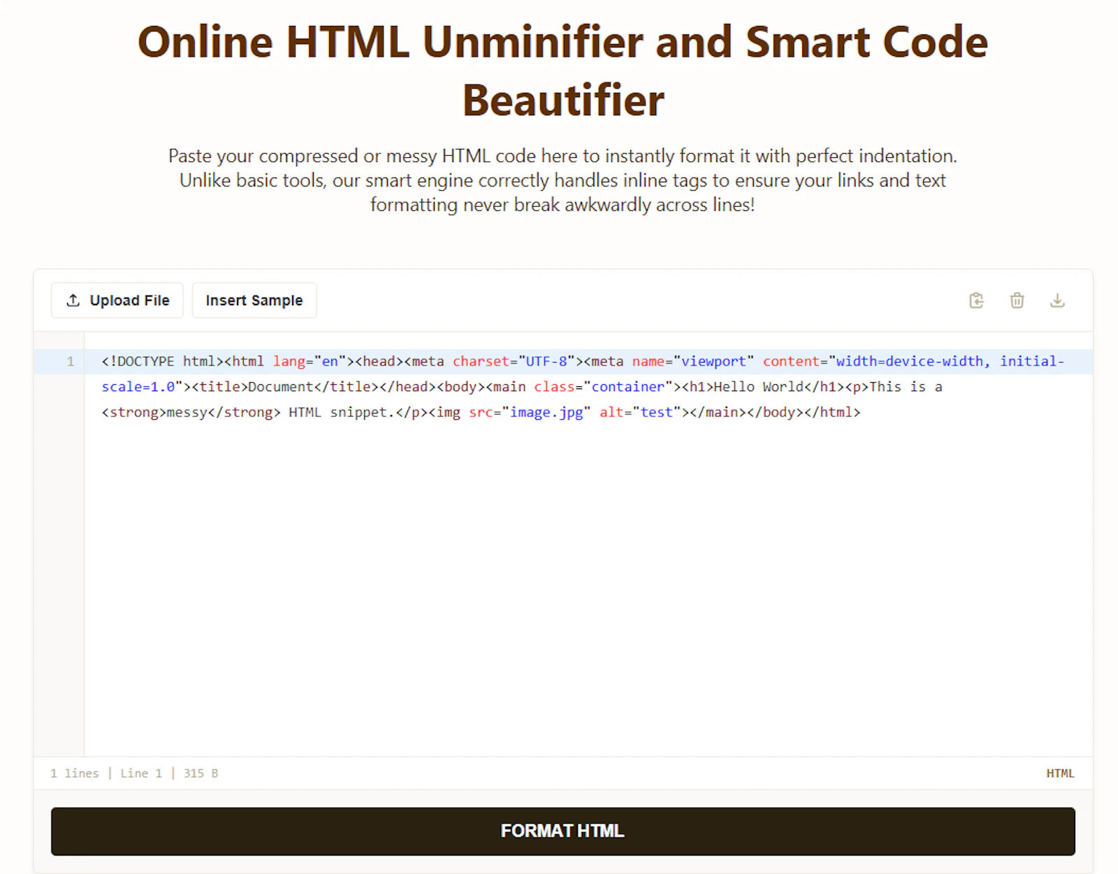HTML Formatter screenshot 2