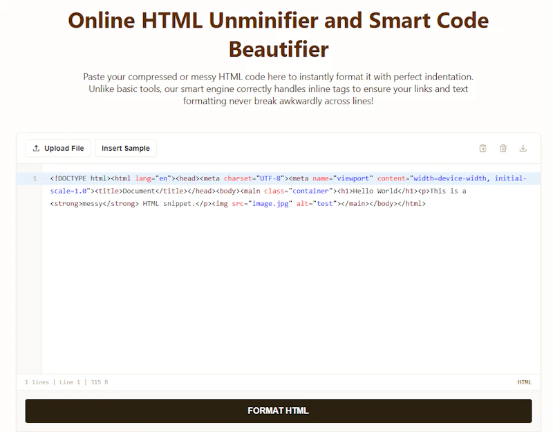 HTML Formatter screenshot 2
