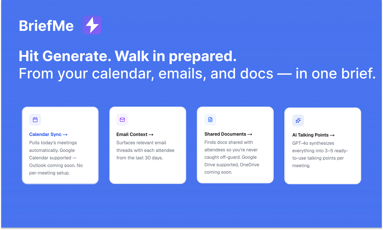 BriefMe - Screenshot 3 showing product features and functionality