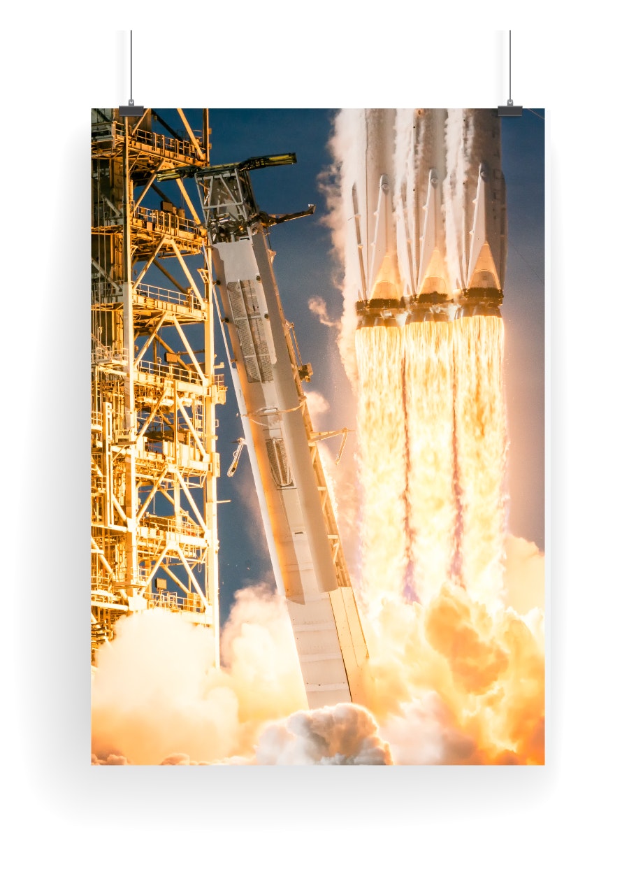 Powerful Falcon Heavy launch detail poster - Original Photography by Ryan Chylinski gallery image