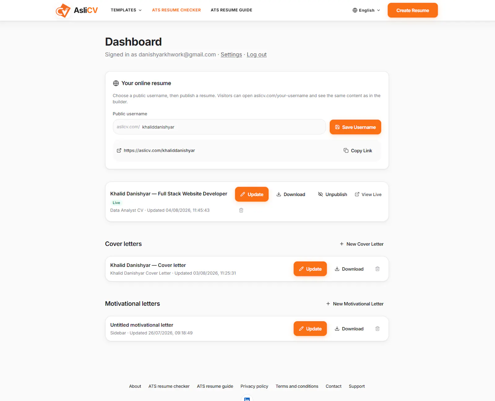 AsliCV screenshot 4