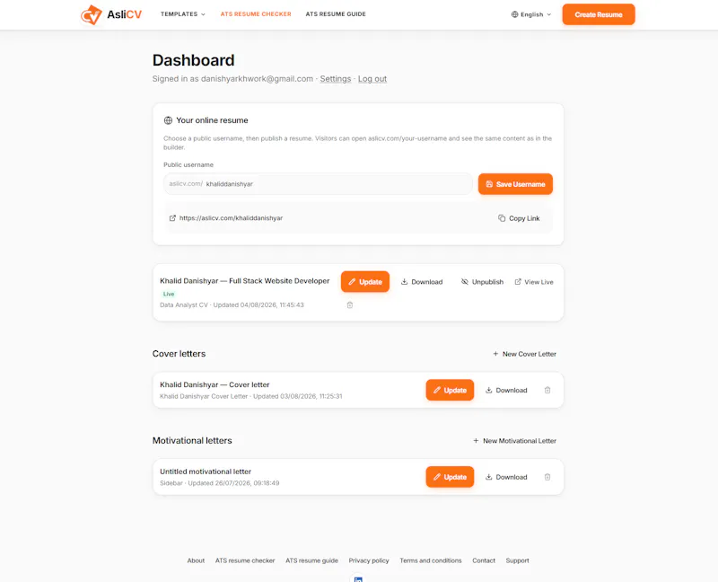 AsliCV screenshot 4