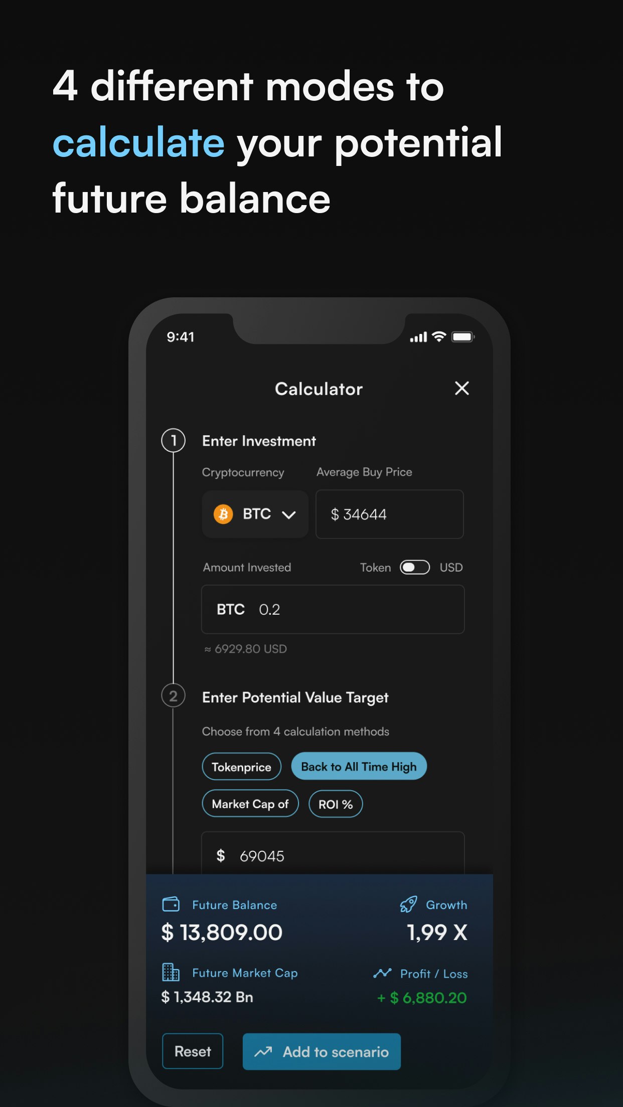 Moonport - A Crypto Scenario Builder, Calculator and Portfolio Manager. media 5