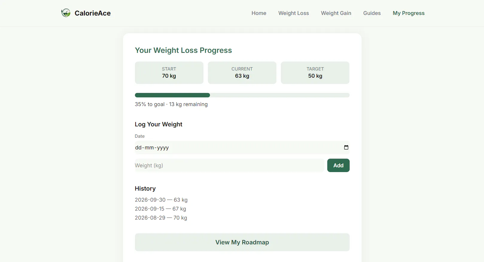CalorieAce screenshot