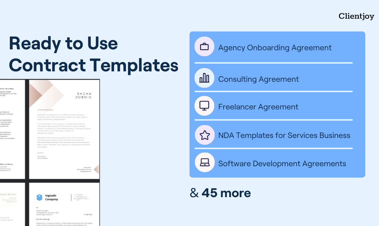 50 Modelli di contratto di Clientjoy media 3