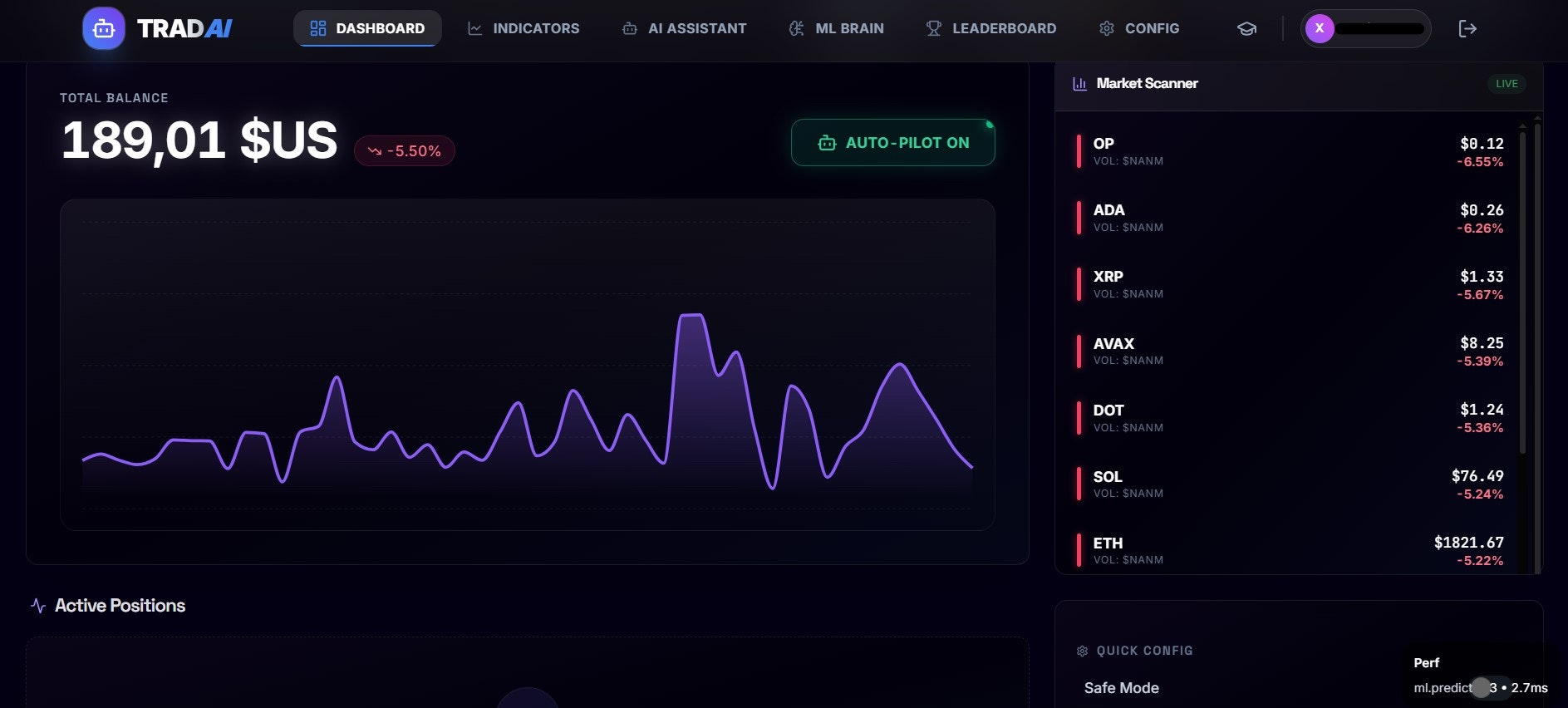 TradingBot AI - Main product screenshot demonstrating key features and user interface