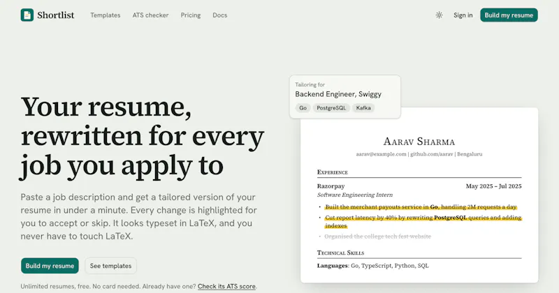 Shortlist screenshot 2