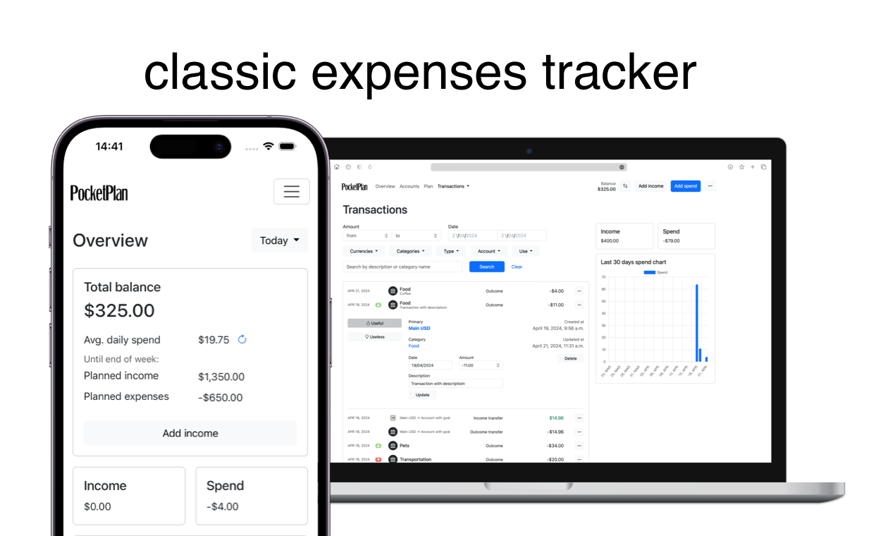 Taschenplan - Plattform zur Planung Ihrer finanziellen Zukunft und zur Verfolgung von Ausgaben Medien 3
