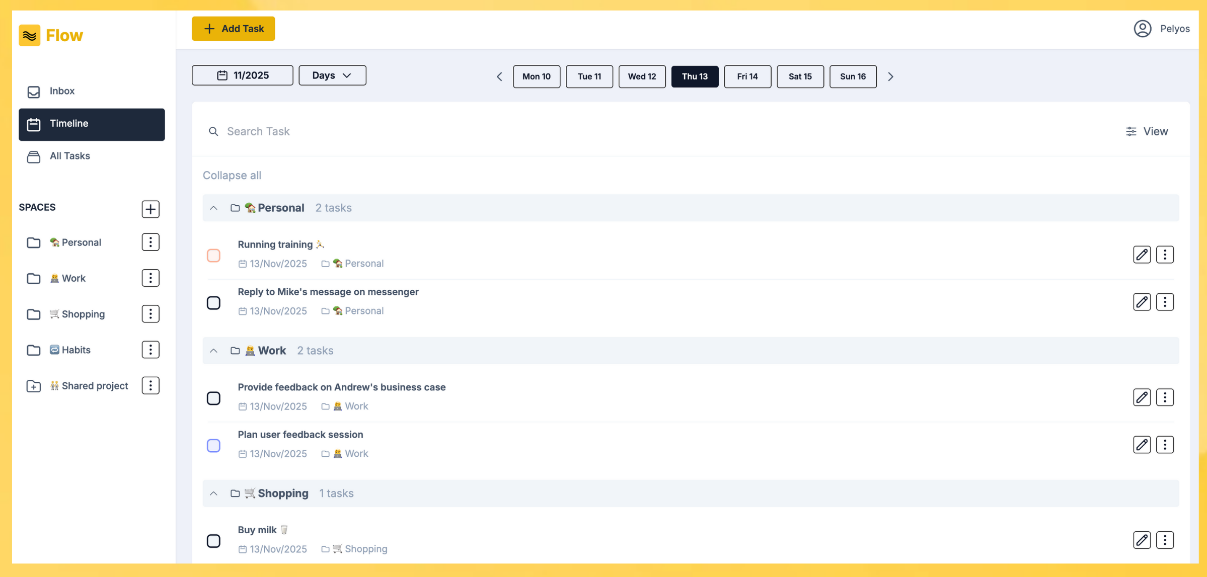 Pelyos Flow - Main product screenshot demonstrating key features and user interface