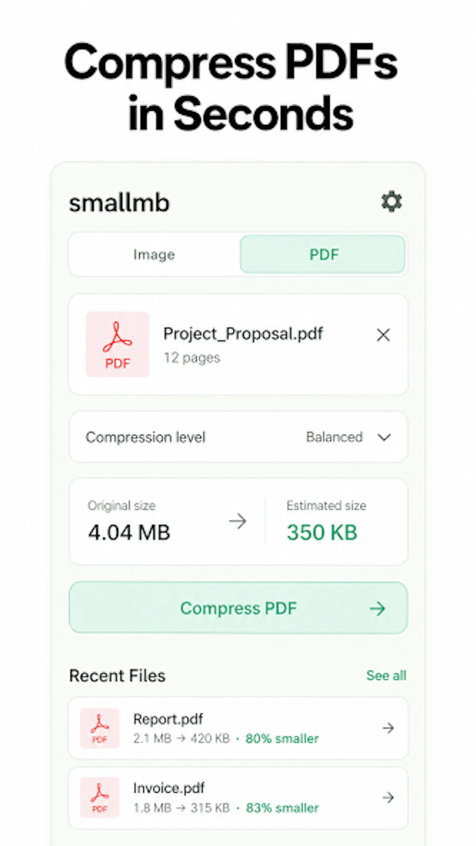 SmallMB - Compress PDF & Image screenshot 1