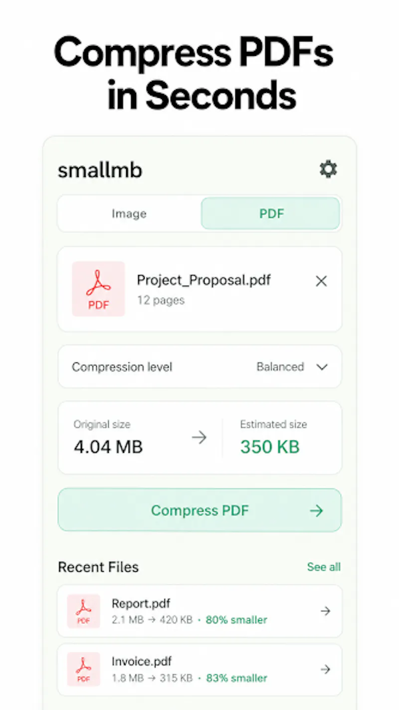 SmallMB - Compress PDF & Image screenshot 1