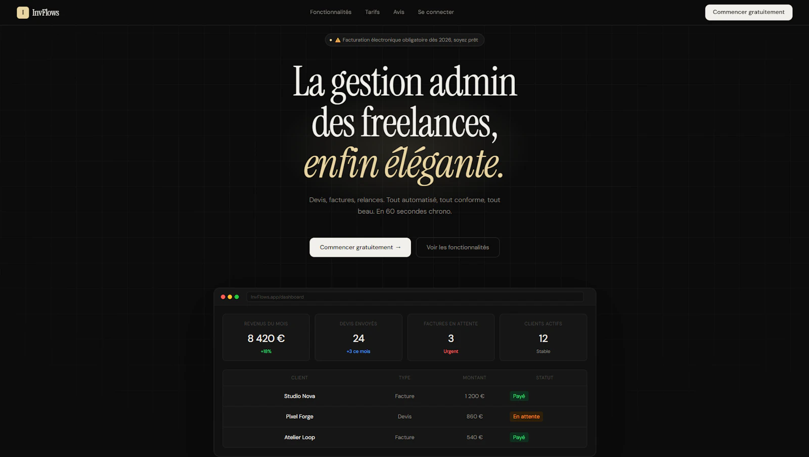 InvFlows La gestion admin des freelances screenshot 2