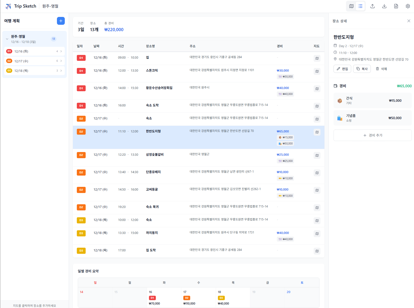 Trip Sketch - Main product screenshot demonstrating key features and user interface