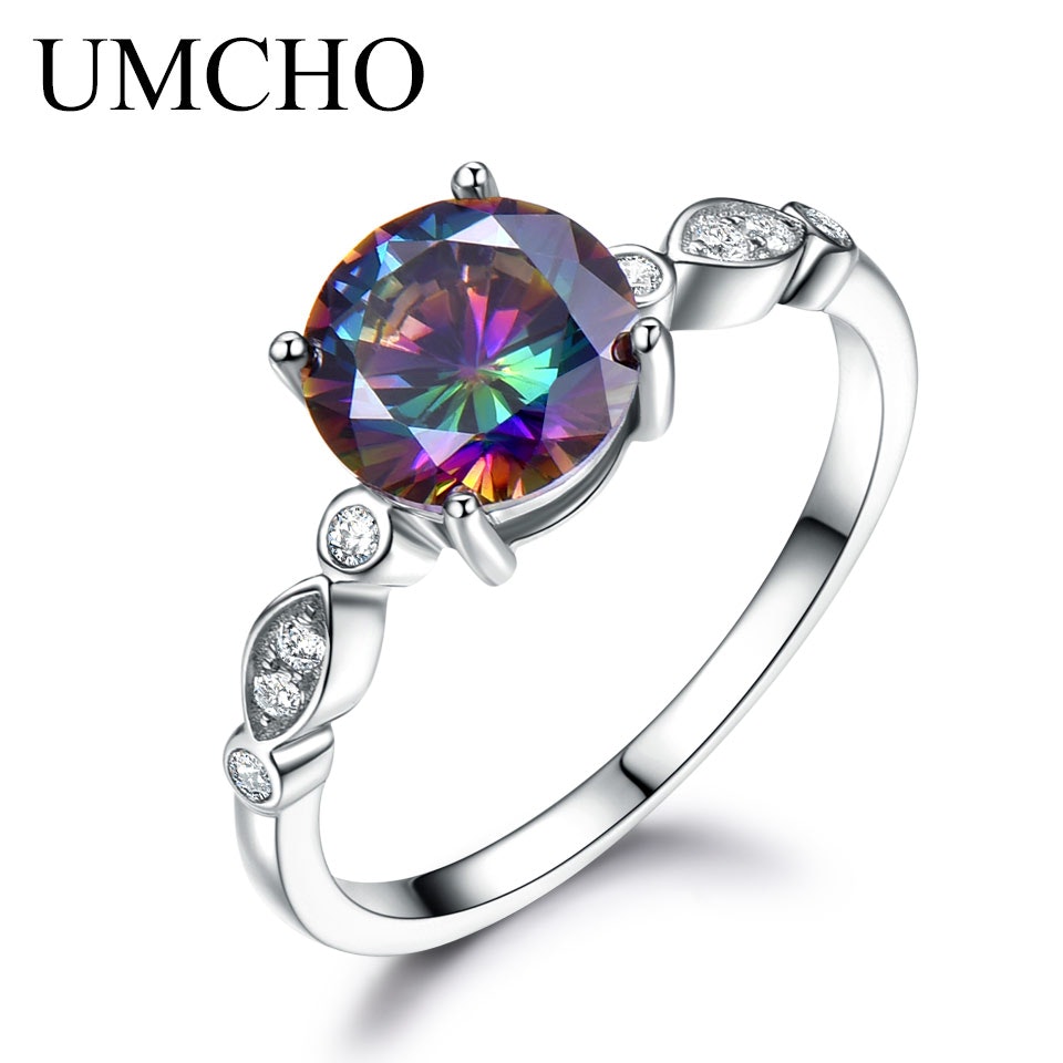 UMCHO Rainbow Fire Mystic Topaz Ring