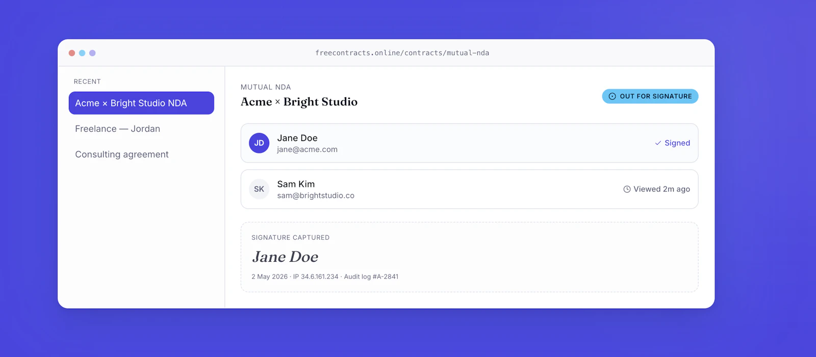Free Contract Generator — Sign in 2 Min screenshot 1