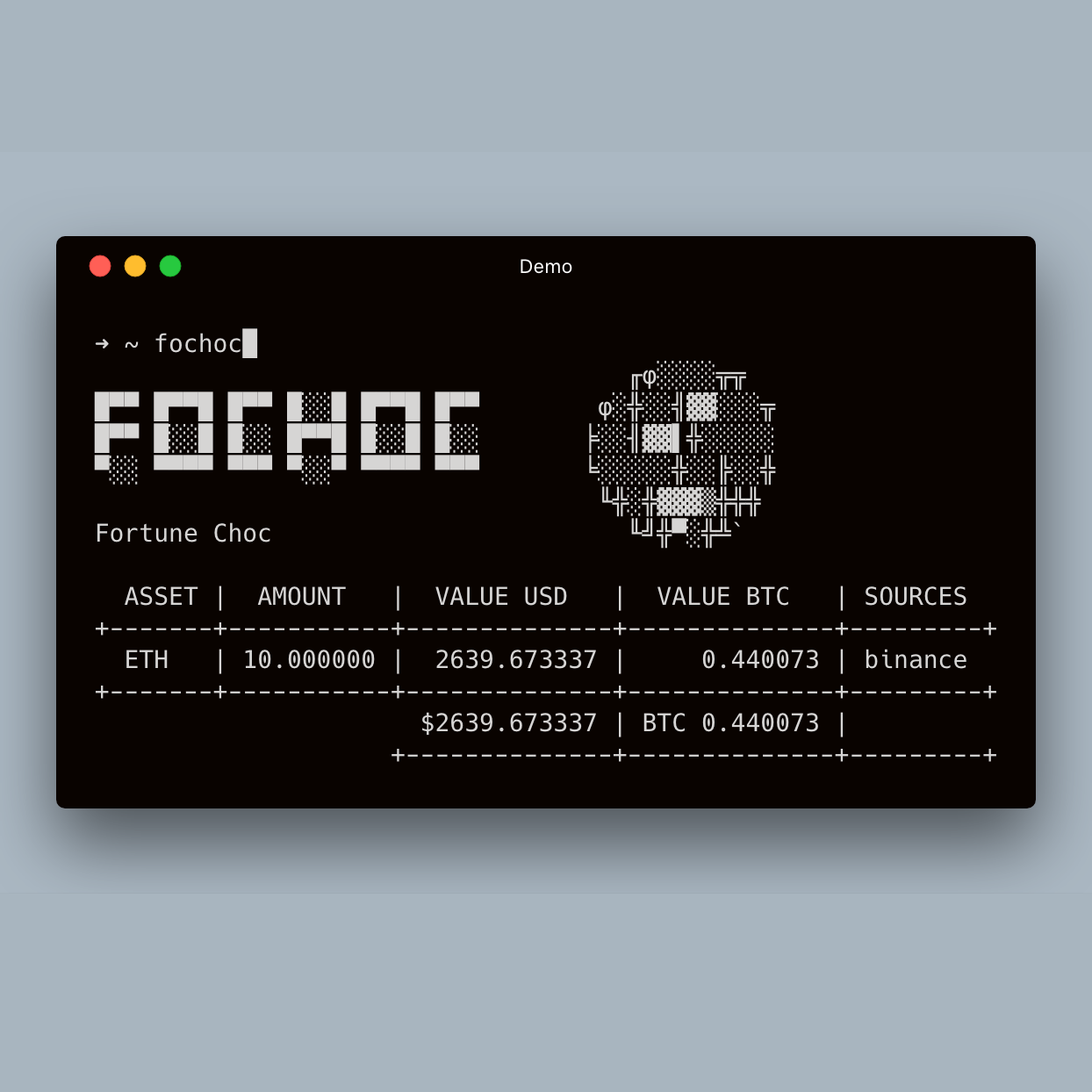 Fochoc - keep an eye on your crypto portfolio anytime in the terminal gallery image