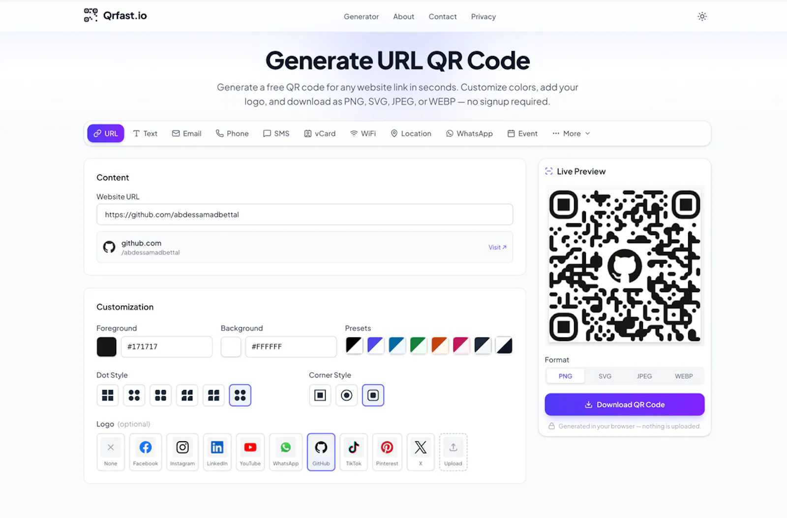 Qrfast.io screenshot 2